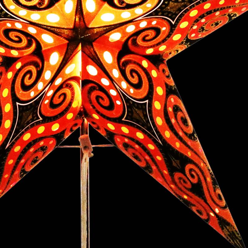 Mandala Glitter Braun /Gold  - Faltbarer Leuchtstern, Weihnachtsstern aus Papier mit 5 Zacken, 60 cm